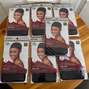 Kiss black stocking wig cap ultra stretch lot of 7